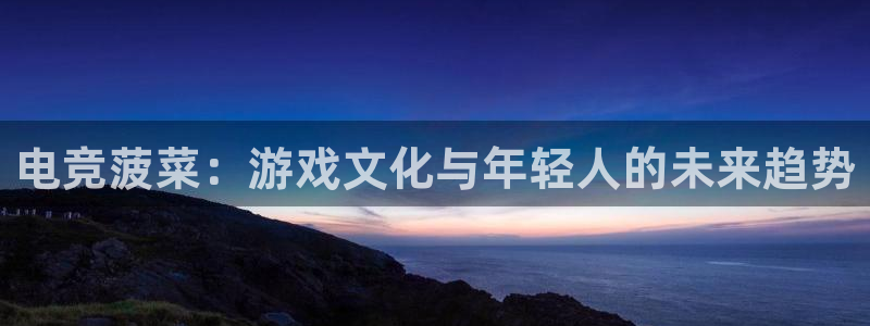 南宫电竞：电竞菠菜：游戏文化与年轻人的未来趋势
