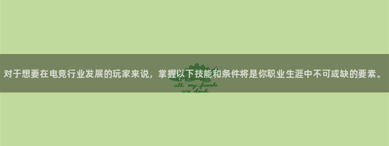 南宫电竞官网：对于想要在电竞行业发展的玩家来说，掌握以下技能和条件将是你职业生涯中不可或缺的要素。
